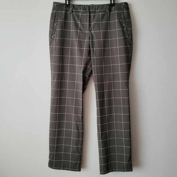NIKE Golf Tour Performance Women's Green Plaid Dri-Fit Trouser Pants Size 12 - Picture 3 of 15